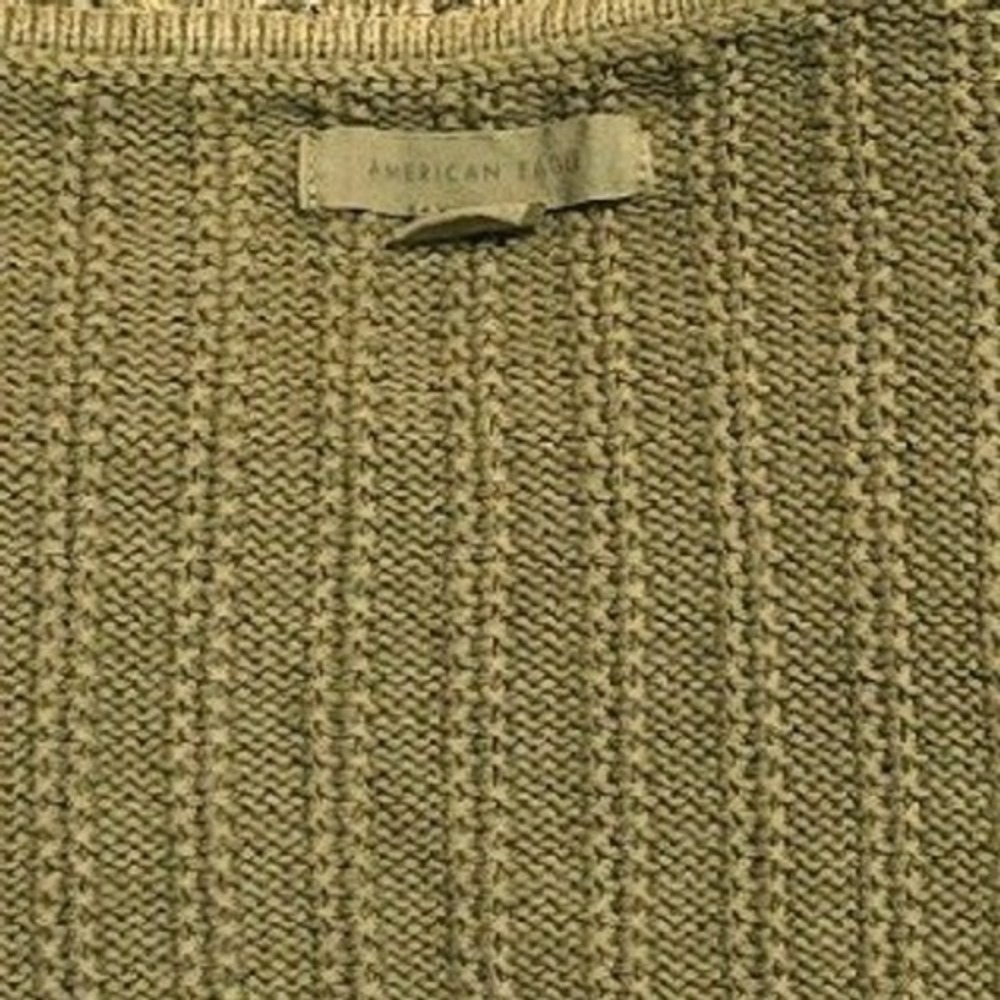 American Eagle Olive Green Cable Knit Cropped Sweater Cami Tank Top‎ Size L - Picture 7 of 7